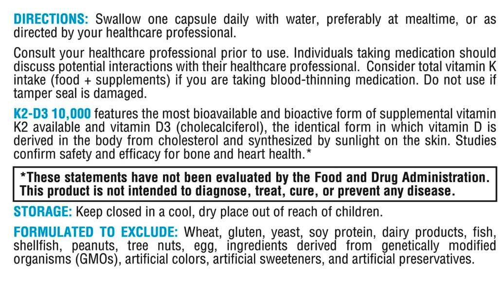 Vitamina D3 10,000 UI+K2 Xymogen