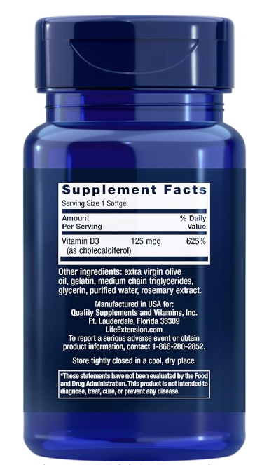 Vitamina D3 5,000 UI Life Extension