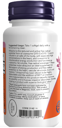 CoQ10 Ubiquinol 100 mg Now