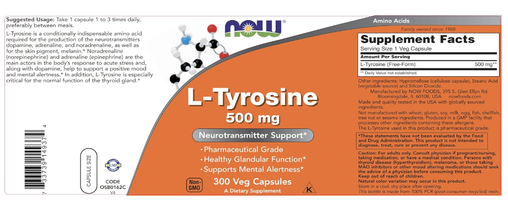 L-Tirosina 500 mg Now