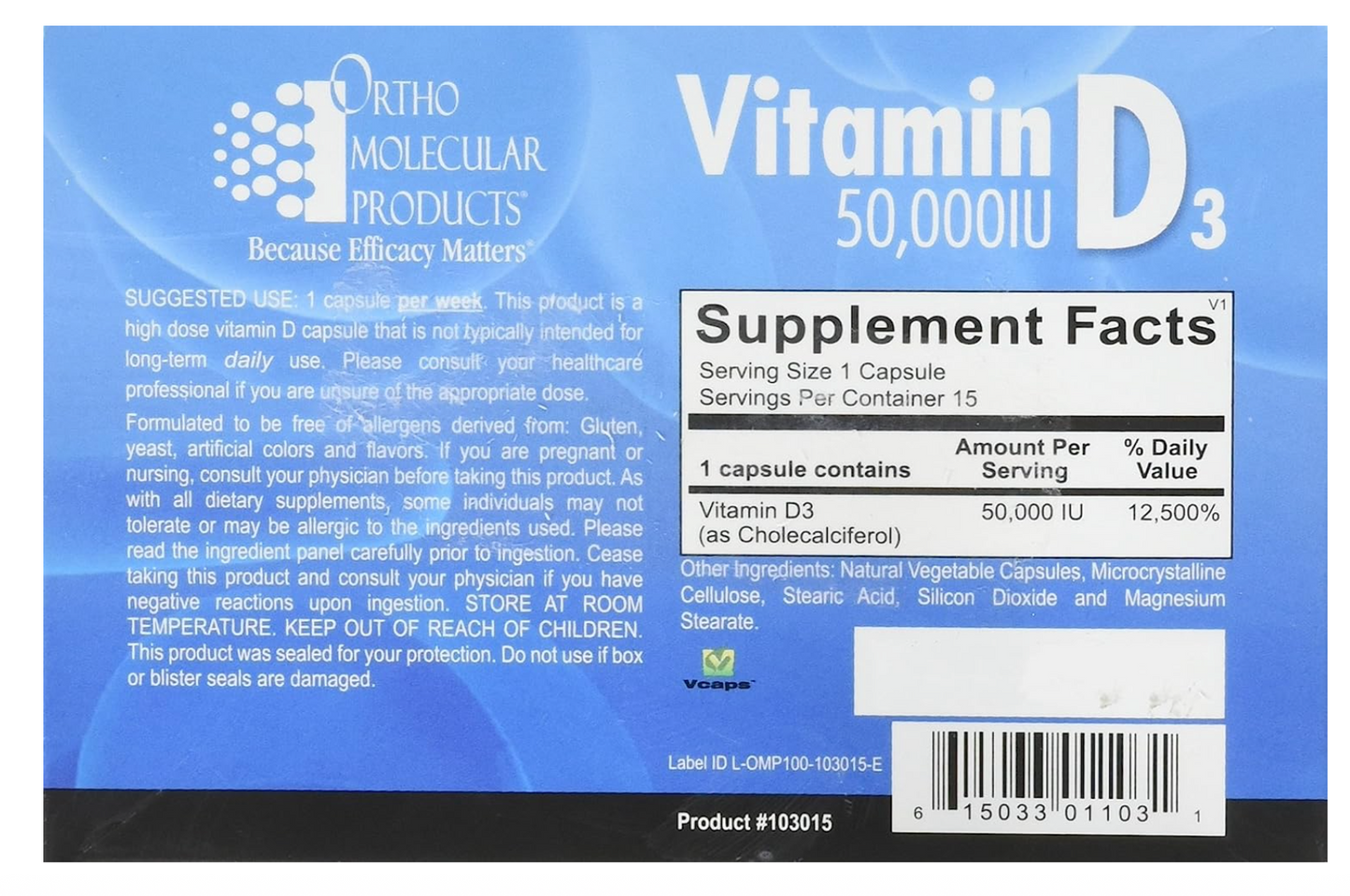 Vitamina D3 (50,000 UI) Orthomolecular