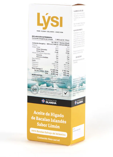 Omega 3 Aceite de hígado de bacalao (con Vit A, D3 y E) Lysi