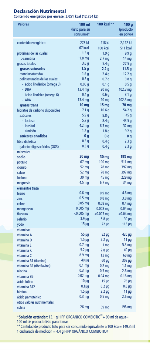 Fórmula orgánica infantil 1 a 3 años Hipp