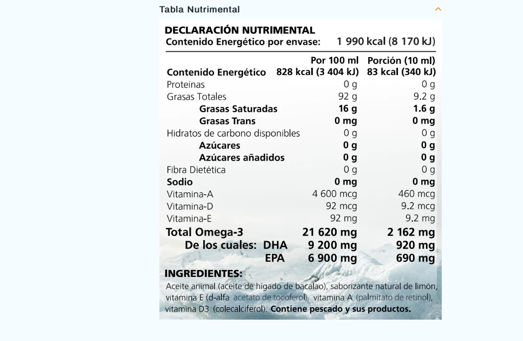 Omega 3 Aceite de hígado de bacalao (con Vit A, D3 y E) Lysi